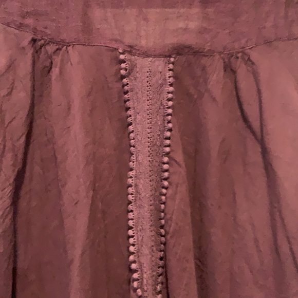 Free People Plum Embroidered Button Down Flowy Top - Picture 5 of 9